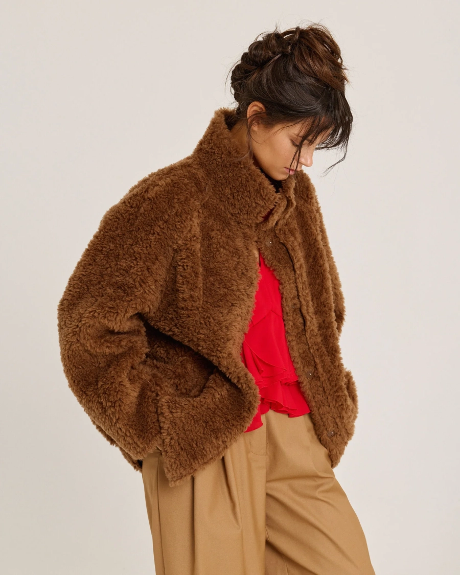 Бомбер из мериноса BROWN Anmuse, цвет: коричневый, 1525AZ BROWN купить онлайн