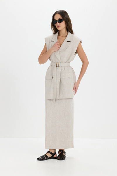 Юбка миди лен ABDA, цвет: бежевый, 212609703502 купить онлайн