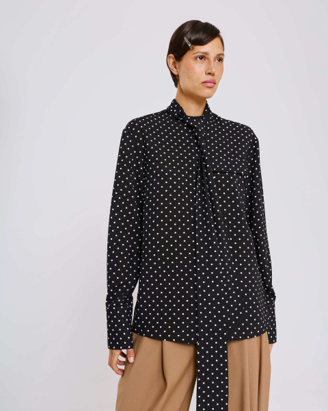 Блуза с шарфом в горох Anmuse, цвет: Черный, BL26SP303-BLC купить онлайн