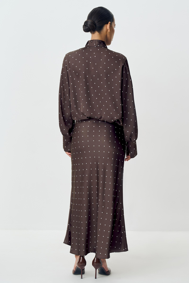 Юбка миди из сатина в горох