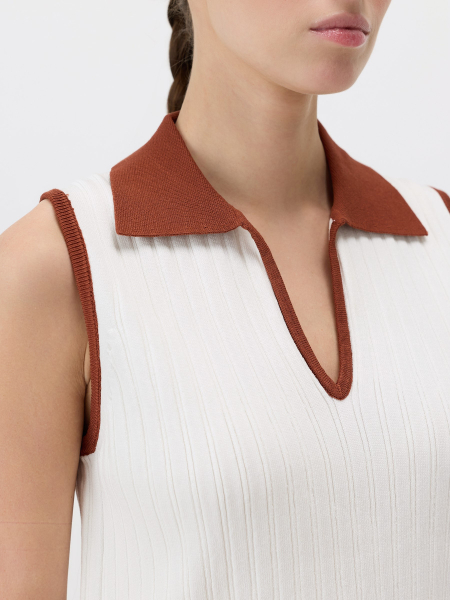 Прямой топ с разрезами Conso, цвет: молочный/терракотовый, KM 260736 - молочный/терракотовый купить онлайн