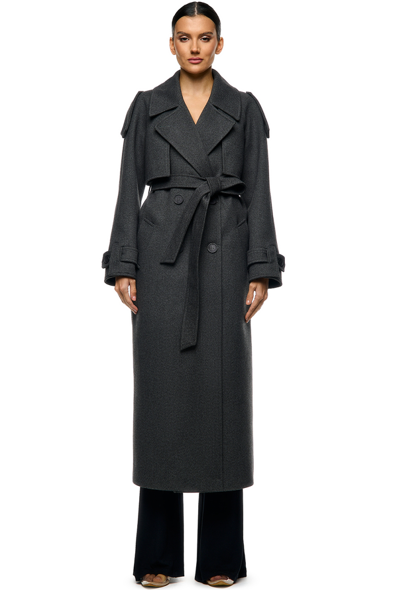 Пальто длинное с поясом