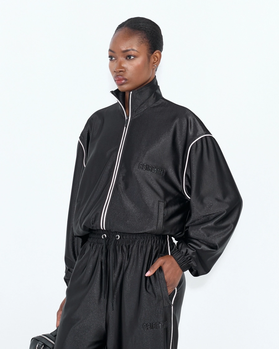 Олимпийка укороченная из сатина ASIA ST 71, цвет: Черный, Ast71.olympic-satin-crop-bl купить онлайн