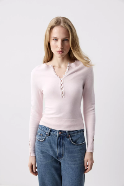 Лонгслив облегающий с пуговицами