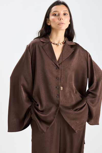 Костюм из атласа (блуза + брюки) MIA AIM, цвет: шоколадный, MIA685/523 купить онлайн