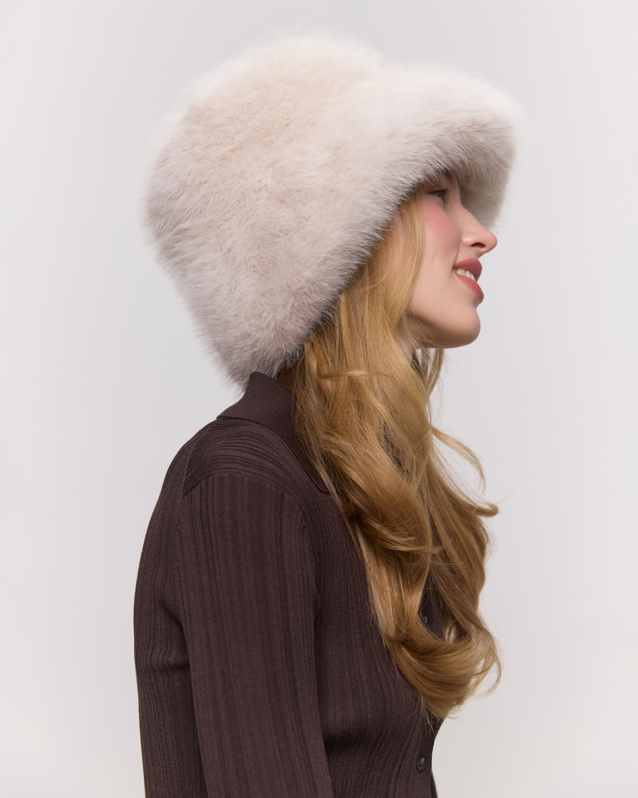 Панама из экомеха под песца Only me, цвет: кварцевый песок ГУ4577 купить онлайн