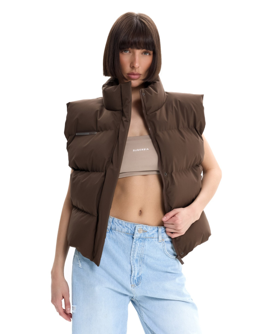 Жилет базовый мини Suborbia, цвет: коричневый, 006841 купить онлайн