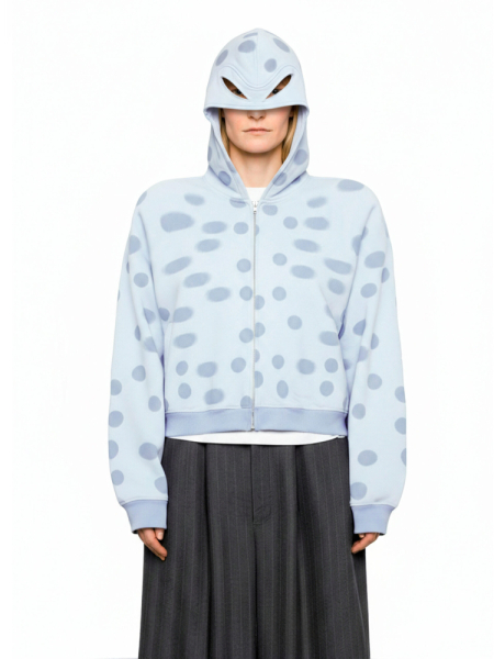 Худи с маской в пудровый горох