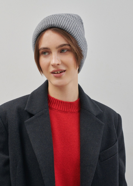 Шапка бойфренда из смесового кашемира AROUND, цвет: серый 11112_13C02 купить онлайн