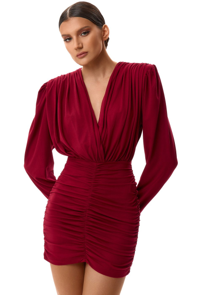 Платье-мини с увеличенными плечами SODAMODA, цвет: Бордовый, 15941 купить онлайн