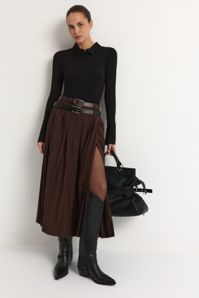 Юбка с двойным ремнем TOPTOP, цвет: коричневый, TT.072.17852.700 купить онлайн