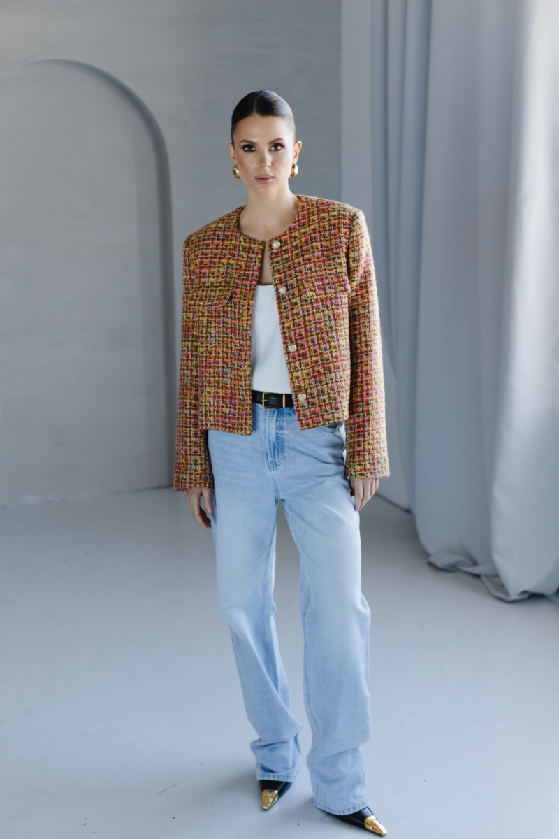 Жакет из твида укороченный