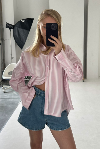 Рубашка объемная из хлопка LIGHT PINK