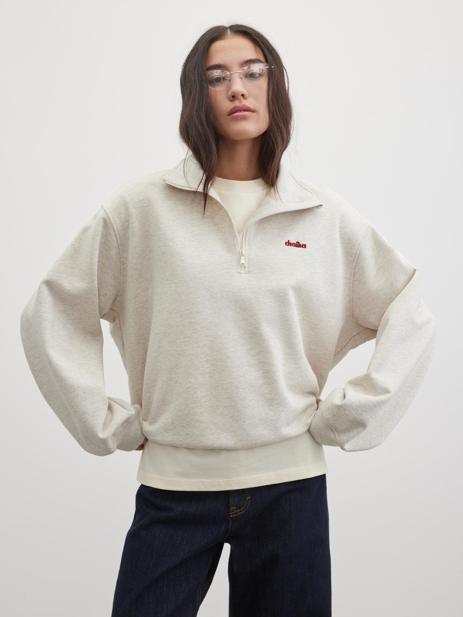 Толстовка футер с вышивкой Chaika, цвет: серый-меланж, SS26HO03-115 купить онлайн