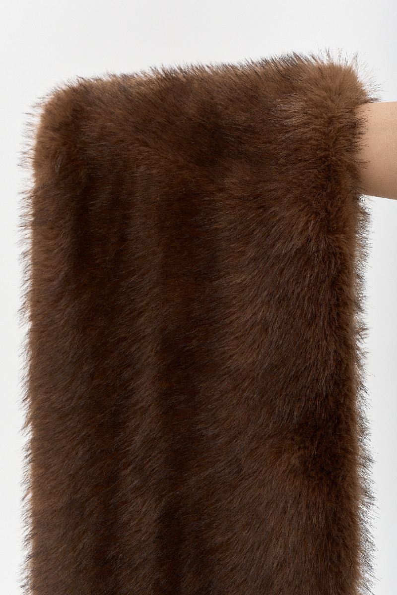 Шарф из экомеха с подкладом Ricoco, цвет: шоколадный 7004/1 купить онлайн