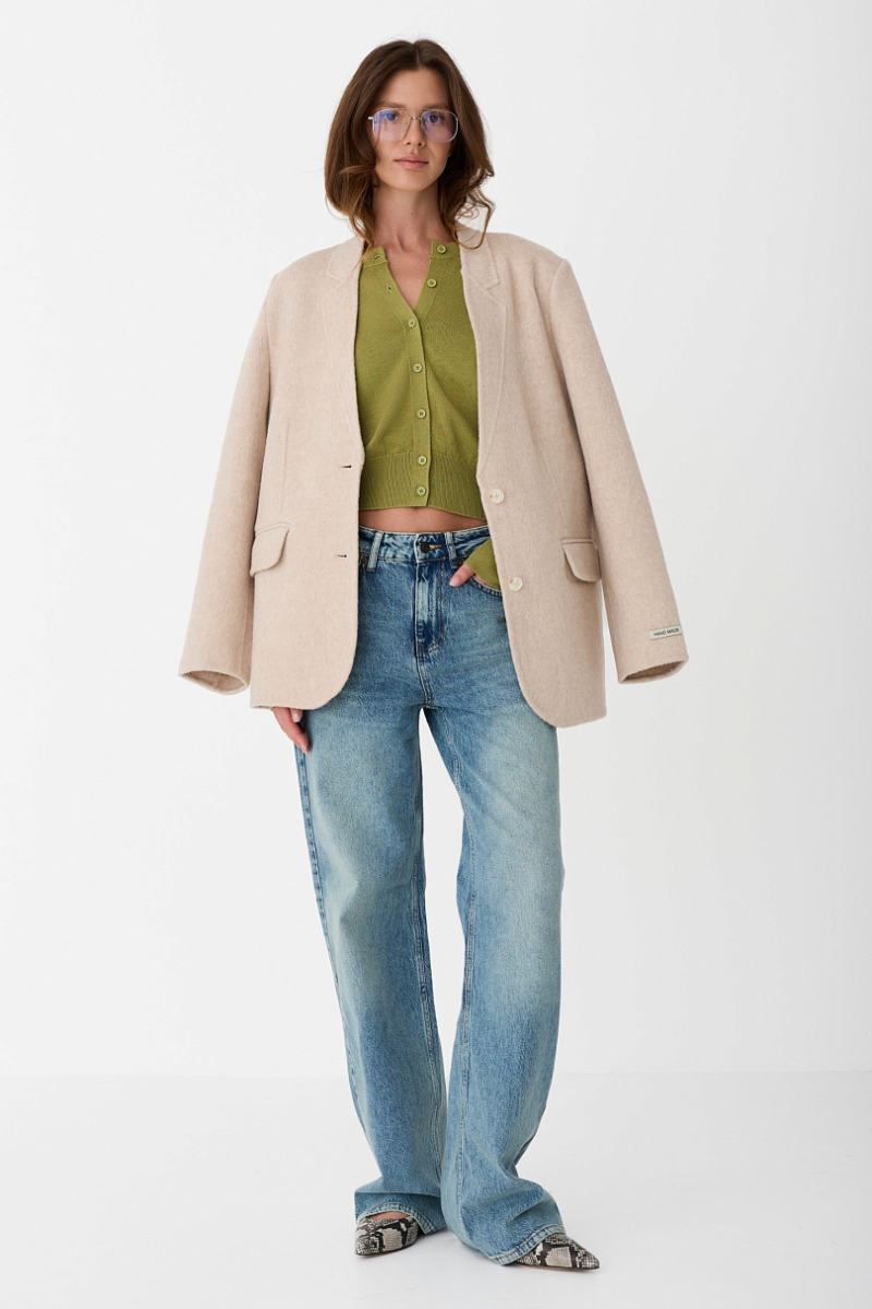 Джинсы прямые с завышенной посадкой Ricoco, цвет: грязно-голубой, 3066/4 купить онлайн