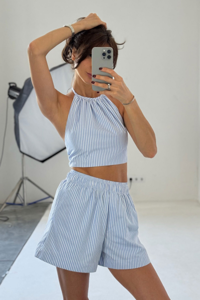 Шорты из хлопка LIGHT BLUE Label .B, цвет: LIGHT BLUE,  купить онлайн