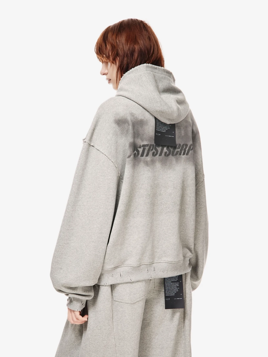 Зип Худи с принтом p.p.s., цвет: серый,  купить онлайн