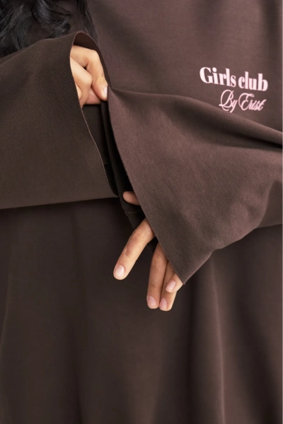 Лонгслив хлопковый с необработанным краем Erist store, цвет: коричневый, НФ-00003383 купить онлайн