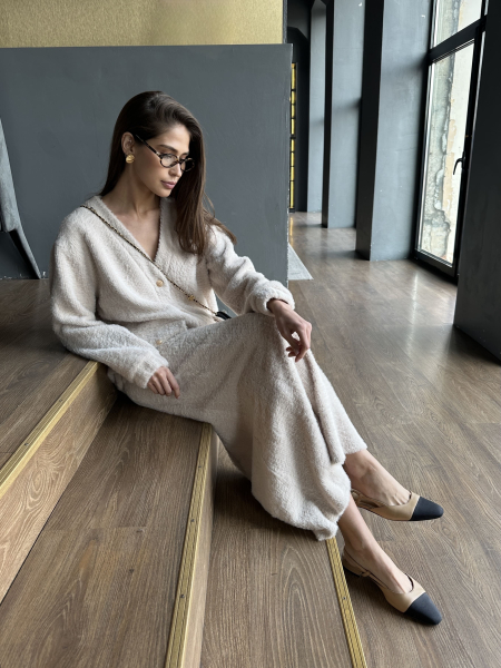 Кардиган из трикотажа с ворсом удлиненный VELVET, цвет: кремовый, 00-00004818 купить онлайн