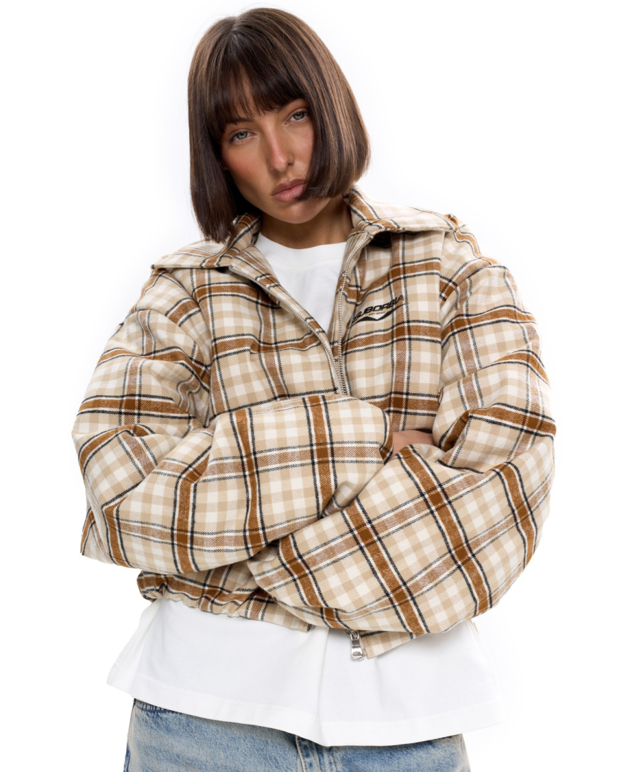 Бомбер в клетку Suborbia, цвет: бежевый, 007025 купить онлайн