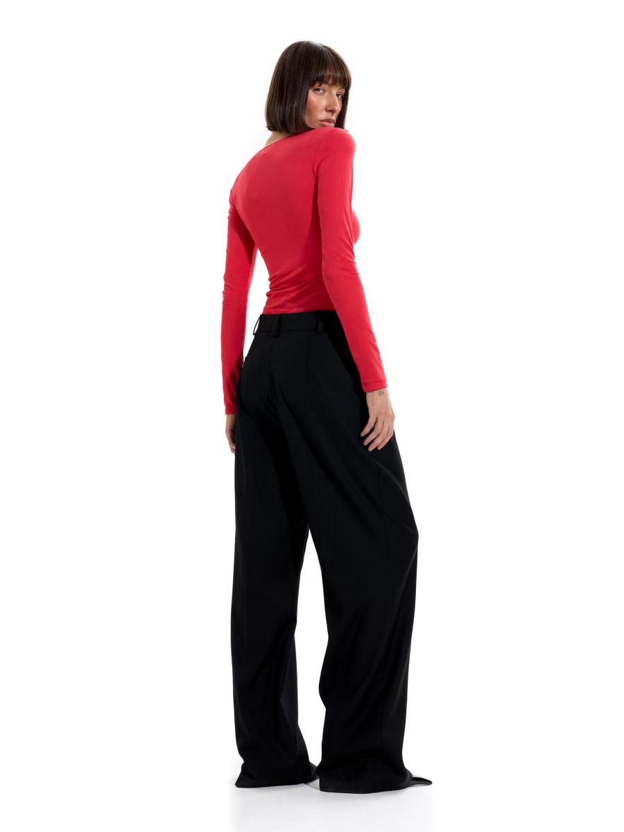 Лонгслив из вискозы с объемными плечами ANOTHER SELECT, цвет: красный, 00185 купить онлайн