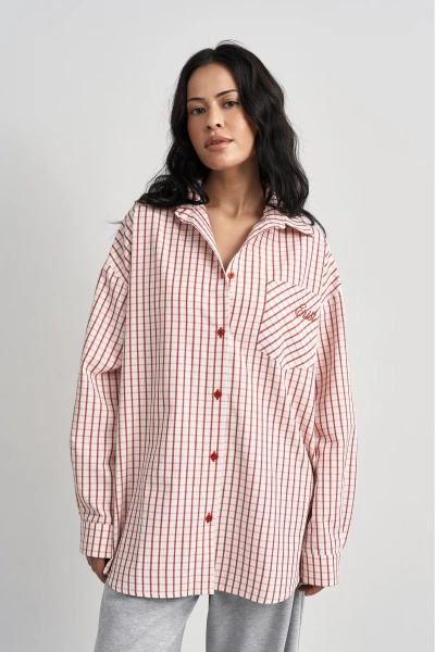 Рубашка в клетку Erist store, цвет: красный, НФ-00003483 купить онлайн