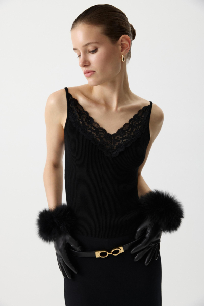 Топ вязаный с кружевом Charmstore, цвет: Черный,  купить онлайн