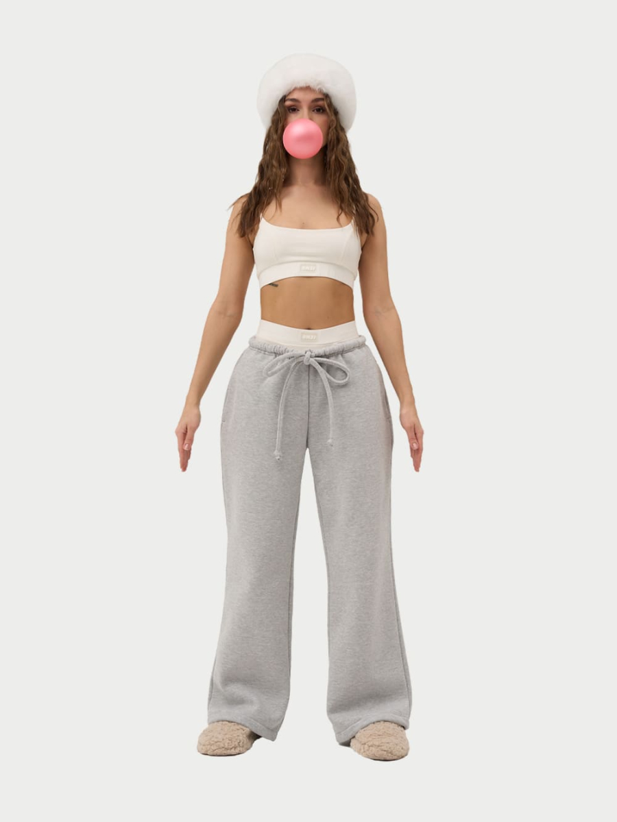 Брюки на завязках с начесом