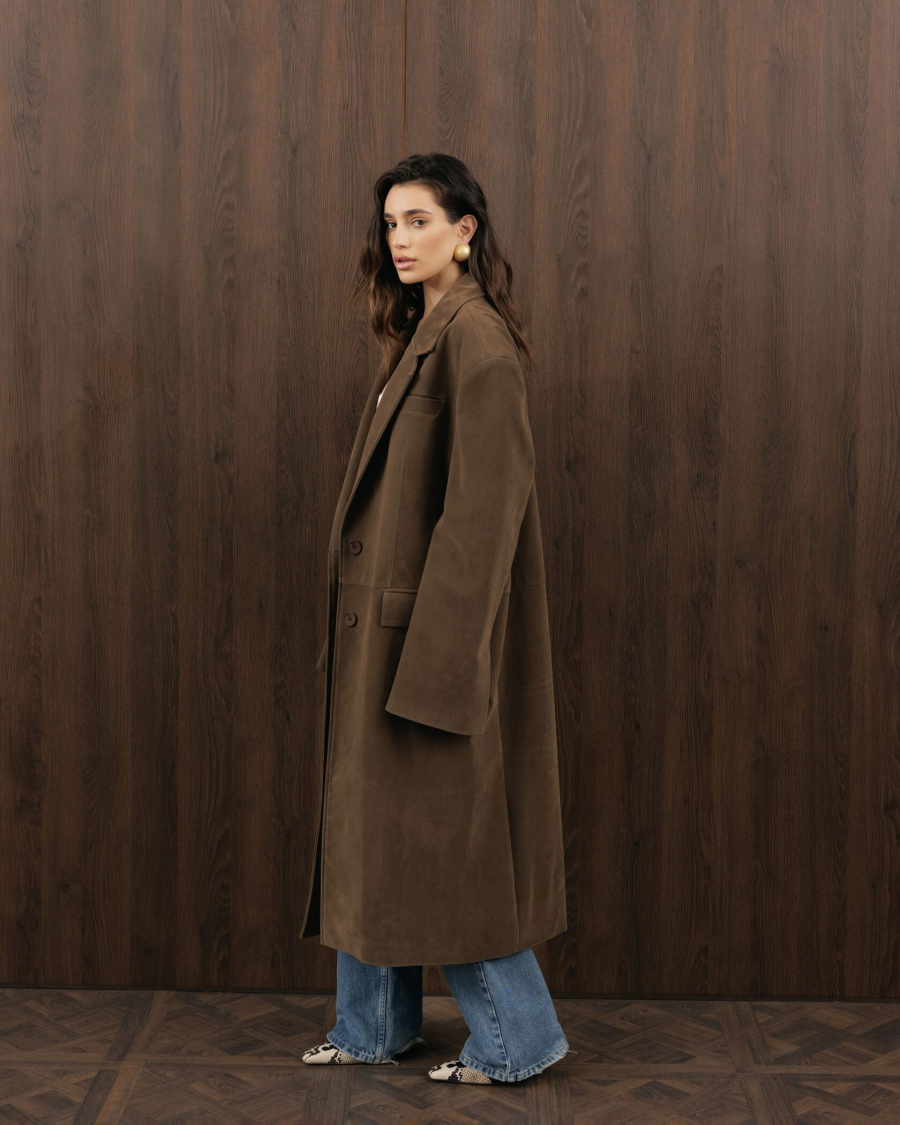 Замшевый плащ YONSRU, цвет: коричневый,  купить онлайн