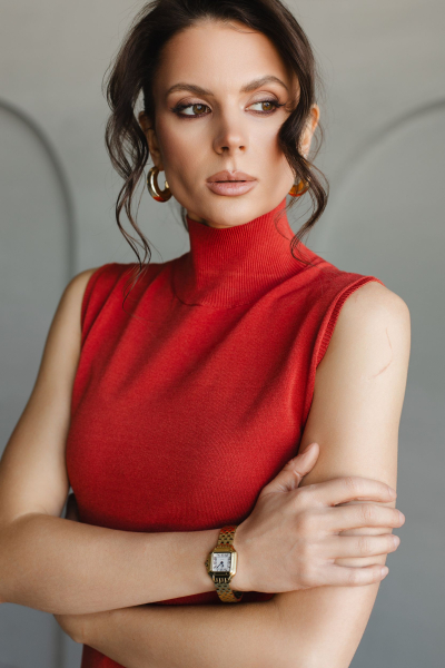 Платье из вискозы со стойкой макси VLVT, цвет: терракотовый, 00-00005379 купить онлайн