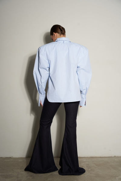 Рубашка в полоску 90-е YONSRU, цвет: голубой,  купить онлайн