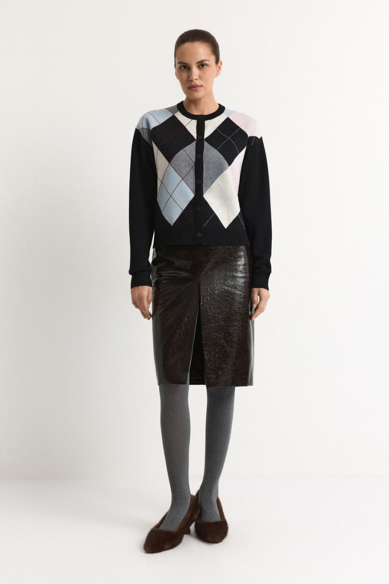 Кардиган с цветными ромбиками TOPTOP, цвет: Черный, TT.051.18368.900 купить онлайн