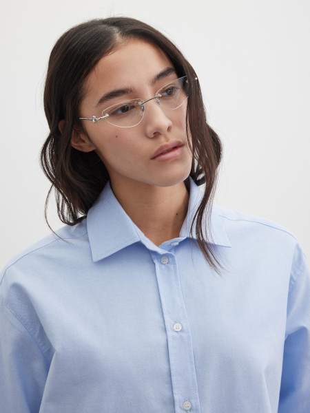 Рубашка однотонная с вышивкой Chaika, цвет: голубой, SS26BL04-23 купить онлайн