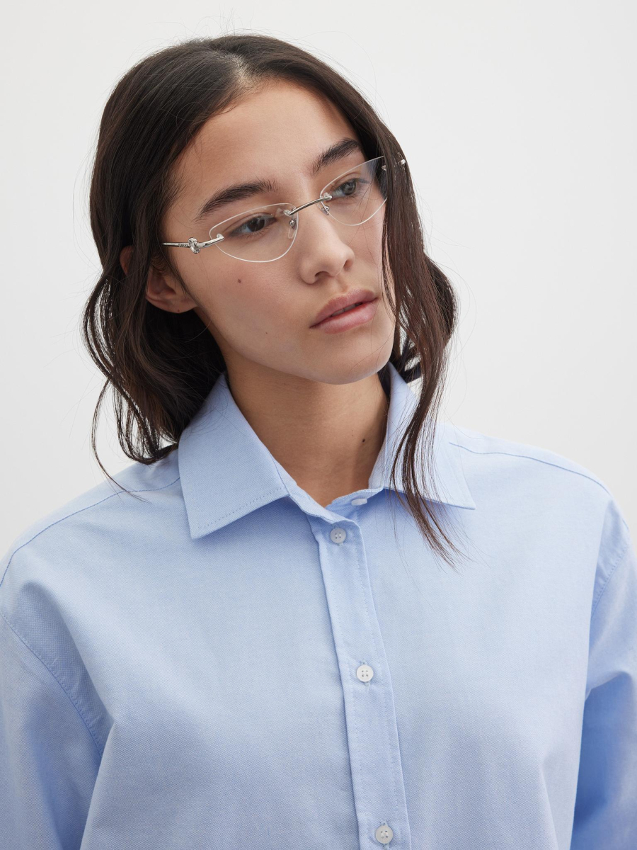Рубашка однотонная с вышивкой Chaika, цвет: голубой, SS26BL04-23 купить онлайн