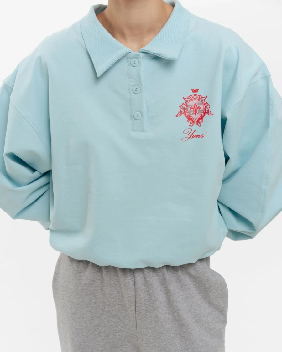 Свитшот-поло YONSRU, цвет: голубой,  купить онлайн