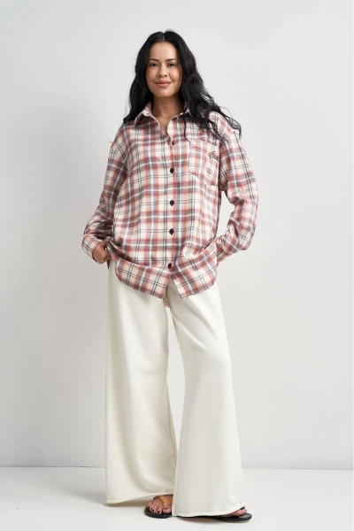 Рубашка в клетку с карманом Erist store, цвет: оранжевый, НФ-00003255 купить онлайн