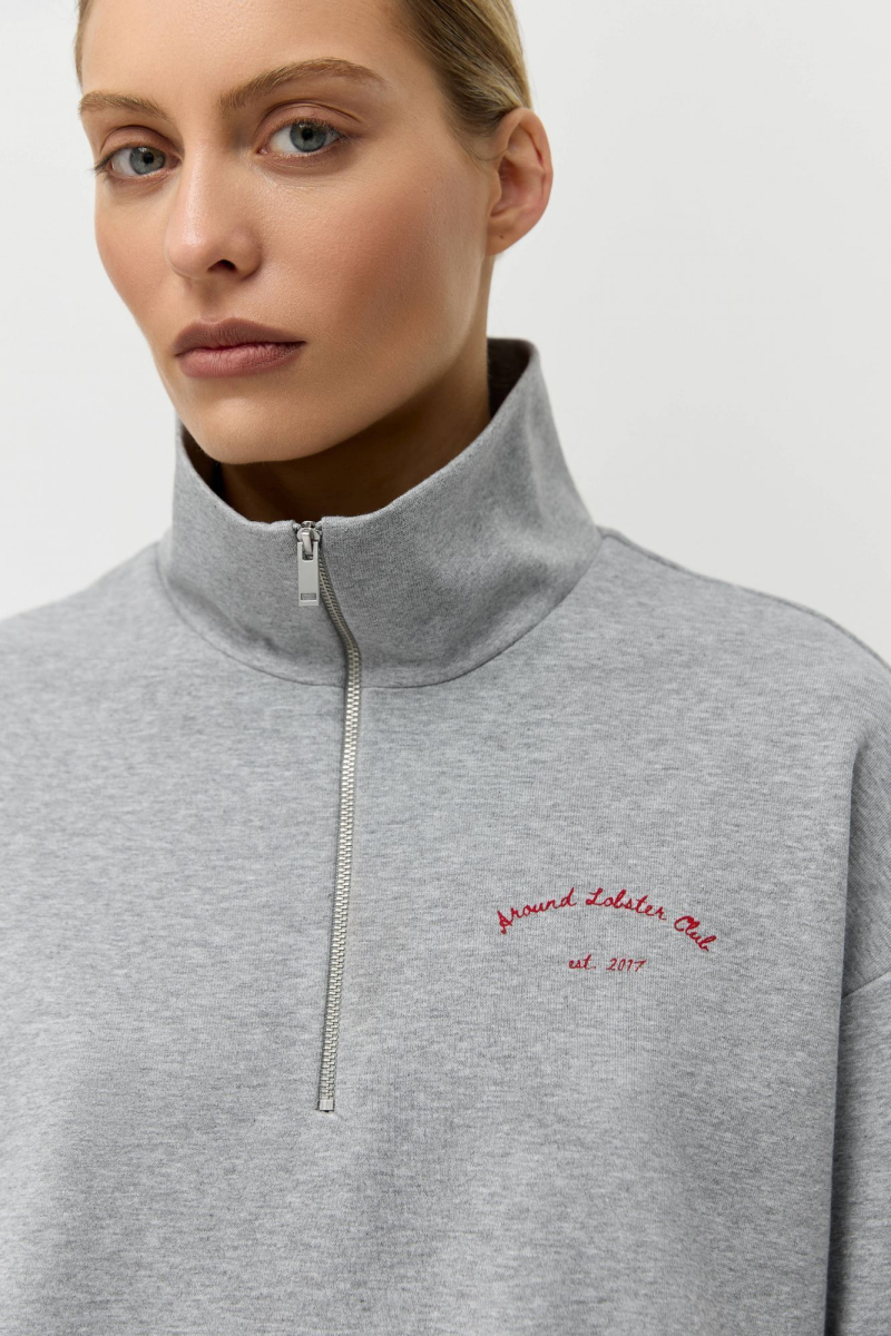 Свитшот Around Lobster Club AROUND, цвет: серый меланж, 219_119C01 купить онлайн