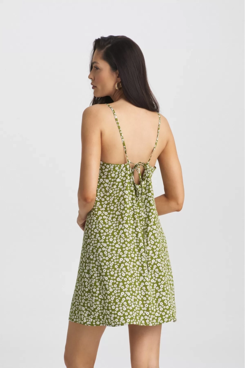 Платье мини на регулируемых бретелях Floral Green