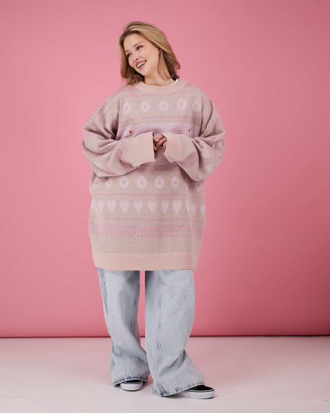 Свитер Гусиный паттерн TABOO, цвет: розовый, svguspat купить онлайн