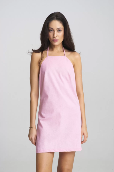 Платье мини из смесового льна Pink