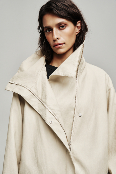 Куртка с высоким горлом из экокожи Label .B, цвет: молочный, Jc.53.5.CH.WH купить онлайн