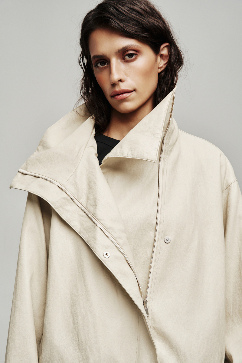 Куртка с высоким горлом из экокожи Label .B, цвет: молочный, Jc.53.5.CH.WH купить онлайн
