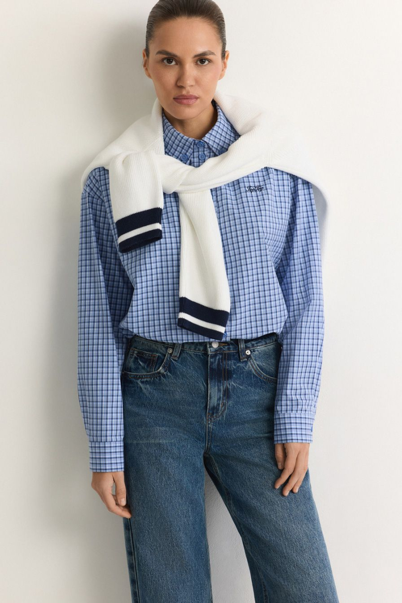 Рубашка прямого силуэта TOPTOP, цвет: голубой, TT.021.18819.601 купить онлайн