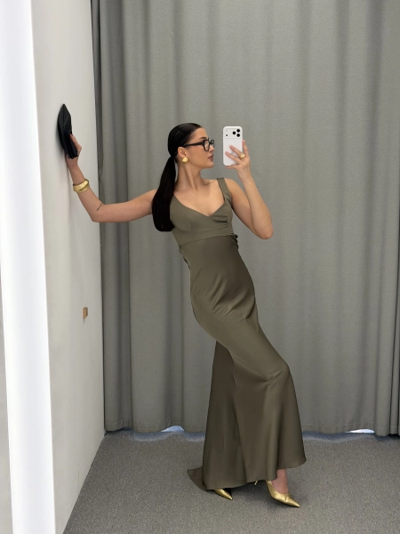 Сарафан в пол с открытой спиной MUSE ME, цвет: оливковый, D059 купить онлайн