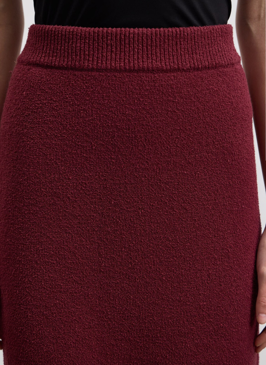 Юбка фактурной вязки из хлопка ALL WE NEED, цвет: Бордовый,  купить онлайн