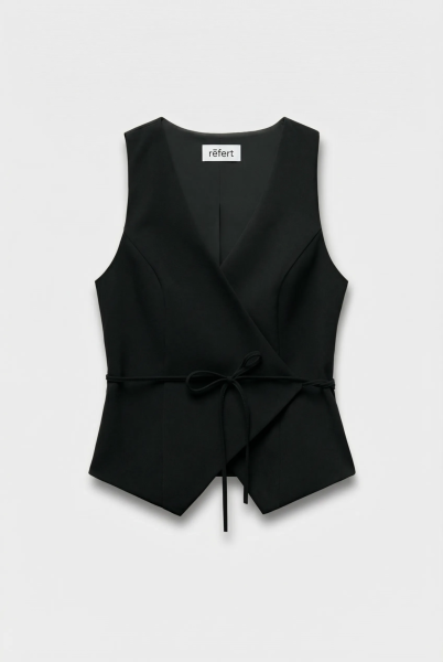 Жилет на запах из костюмной ткани REFERT, цвет: Черный, 05-4144/1-2511 купить онлайн