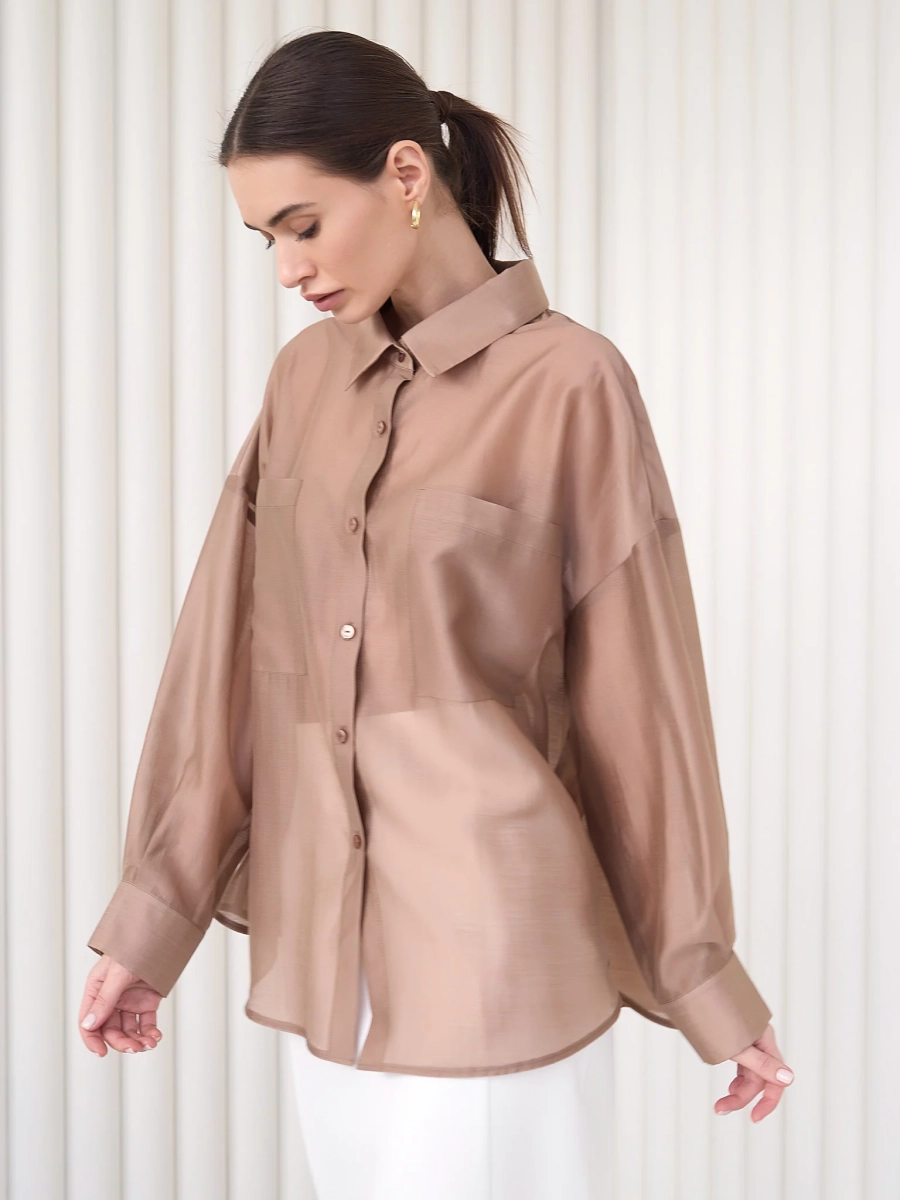 Блуза-рубашка воздушная I.B.W., цвет: карамель, BL030 купить онлайн
