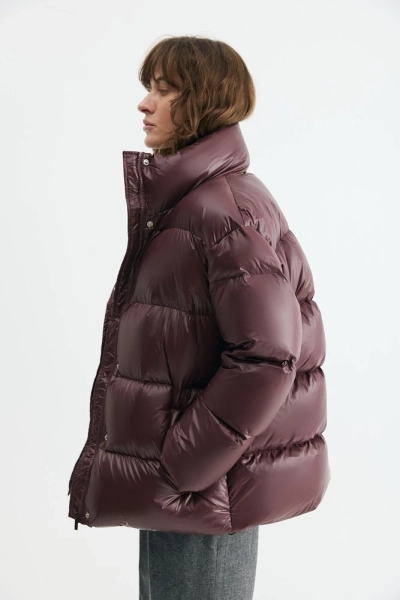 Пуховик укороченный с воротником-стойкой Daisyknit, цвет: Бордовый,  купить онлайн