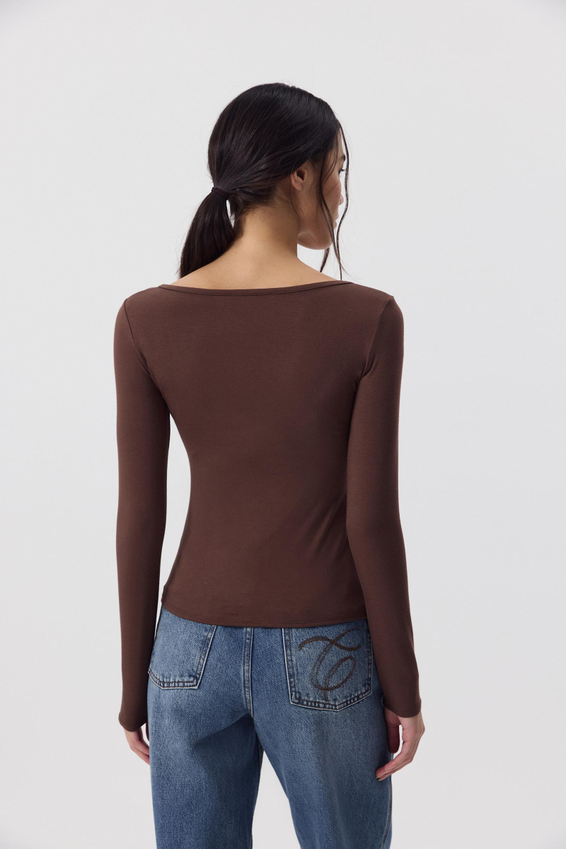Лонгслив с пуговицами Charmstore, цвет: шоколадный, 205-43265-551 купить онлайн